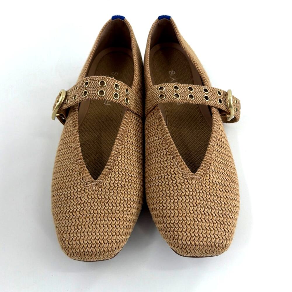 Rothy's The Max Buckle Mary Jane Tan Woven Size 8 - Picture 5 of 14